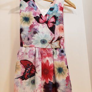 Beautiful Butterfly Floral Dress v-neck mini